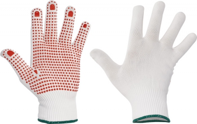 Pletené rukavice GANNET s PVC terčíky v dlani a na prstech