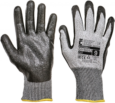 Pracovní rukavice RAZORBIL, nitril na dlani a prstech