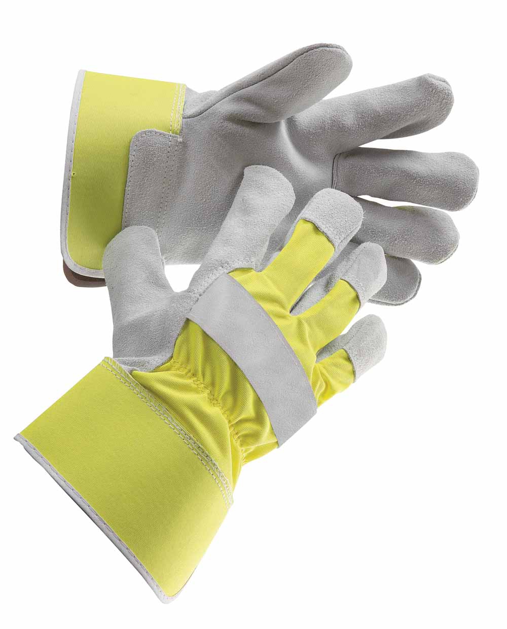 Výstražné pracovní rukavice CURLEW, hovězí štípenka,žlutá