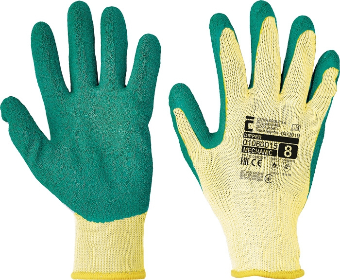 Pracovní rukavice Dipper, latex na dlani a prstech