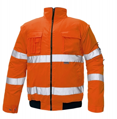 Reflexní výstražná bunda 2v1 CLOVELLY oranžová, nepromokavá